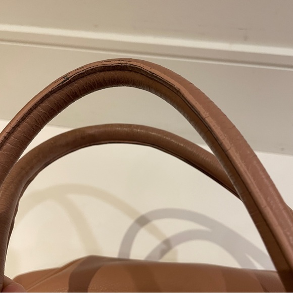 Modalu London Leather Satchel Tote, Warm Rose Tan, Triple Compartment - Picture 12 of 16